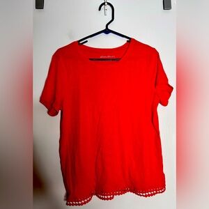 Red Eddie Bauer shirt sleeve tee.  Size large.
